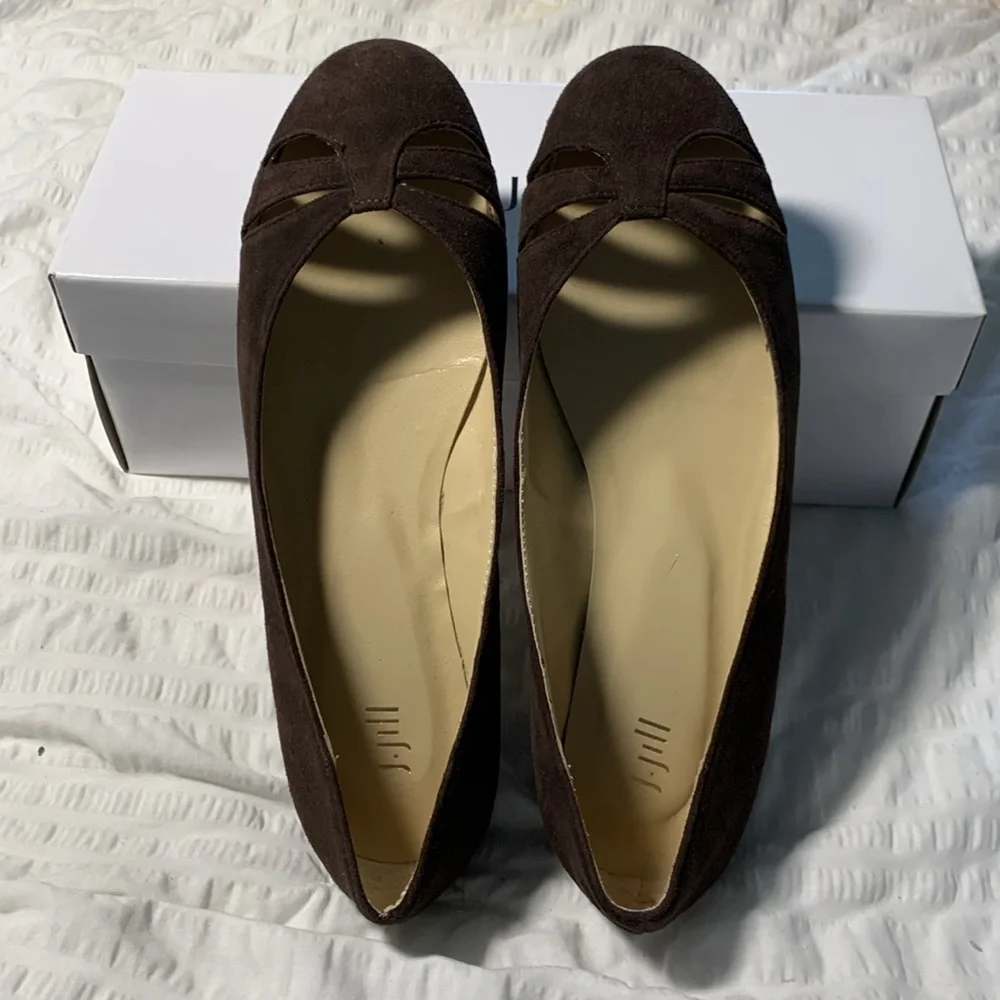 J JILL Dark Brown Suede Cutout Rounded Toe Flats - Picture 3 of 10